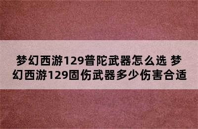 梦幻西游129普陀武器怎么选 梦幻西游129固伤武器多少伤害合适